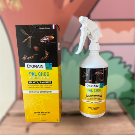 Spray barrière insecticide Digrain Pal Choc 1 L — anti volants et rampants, cafards puces punaises de lit